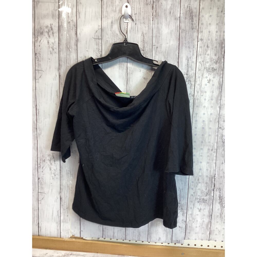 Peruvian Women 1X Black 95% Cotton double knit shoulder Blouse